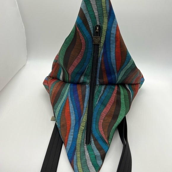 BLACK BUTTERFLY COLORFUL ABSTRACT PATTERN SMALL BACKPACK PURSE - Picture 6 of 16